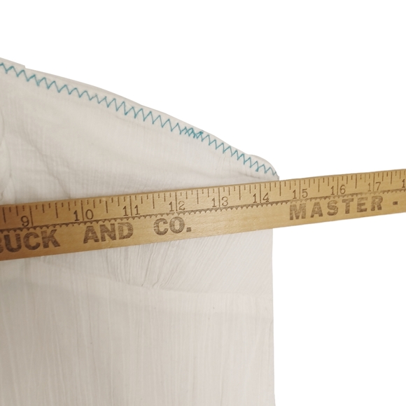 VOLCOM White Crepe Blue Embroidered Halter Neck Sleeveless Dress Medium - Picture 8 of 10